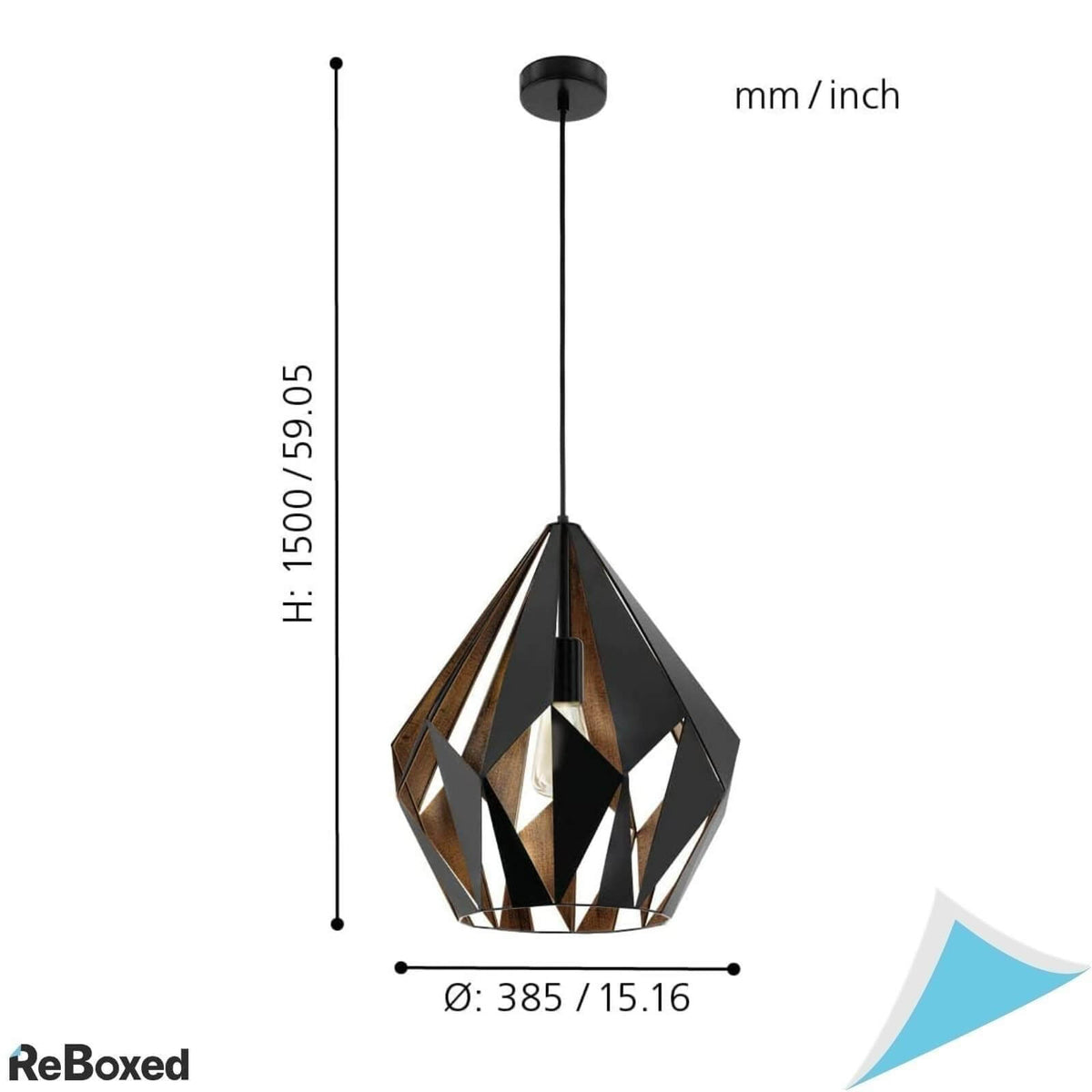 Eglo Carlton Pendant Lampadar Retro 38.5 cm cu 1 soclu E27