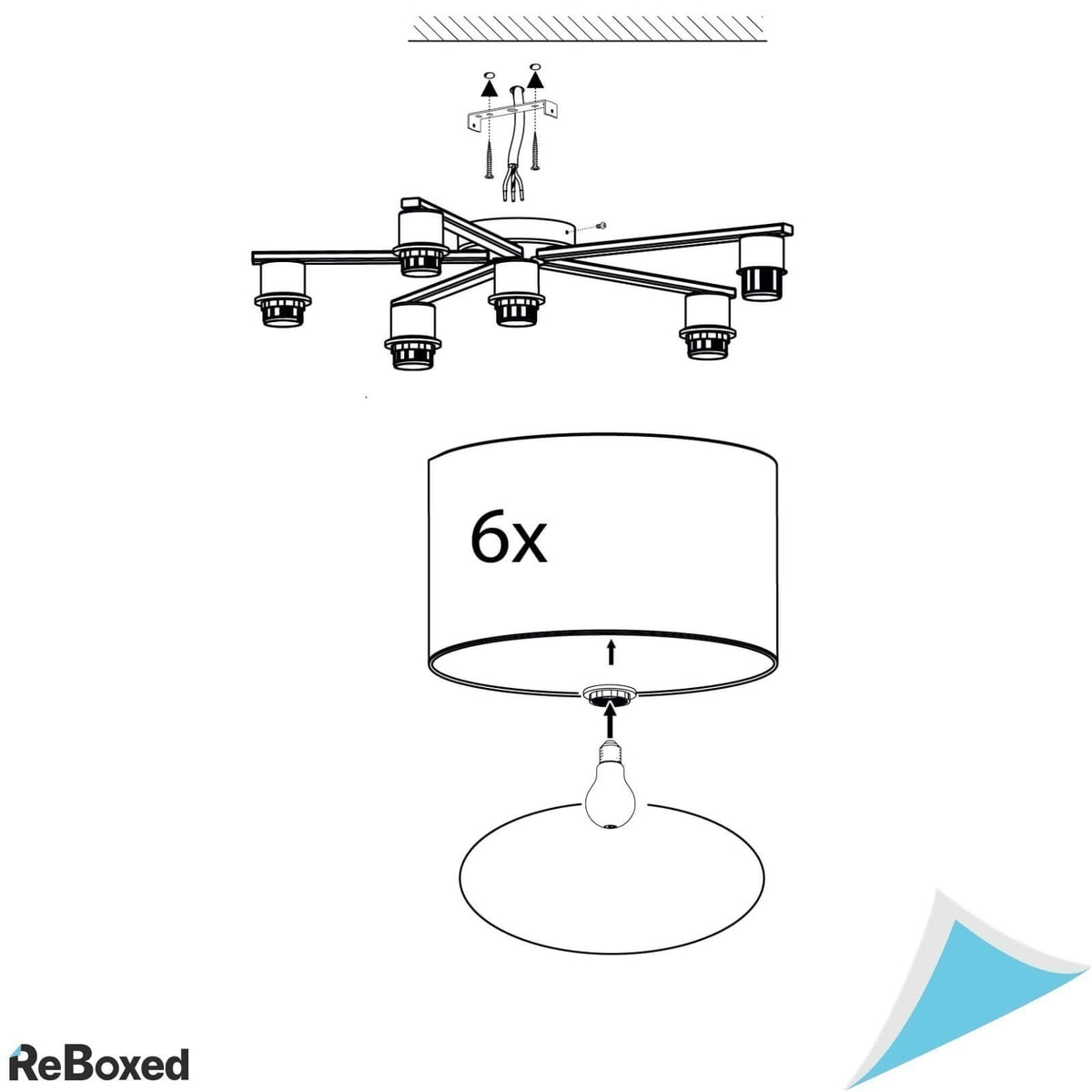 Eglo 98409 Pastore Plafoniera 6 x E27 40W 230V Otel si Textil