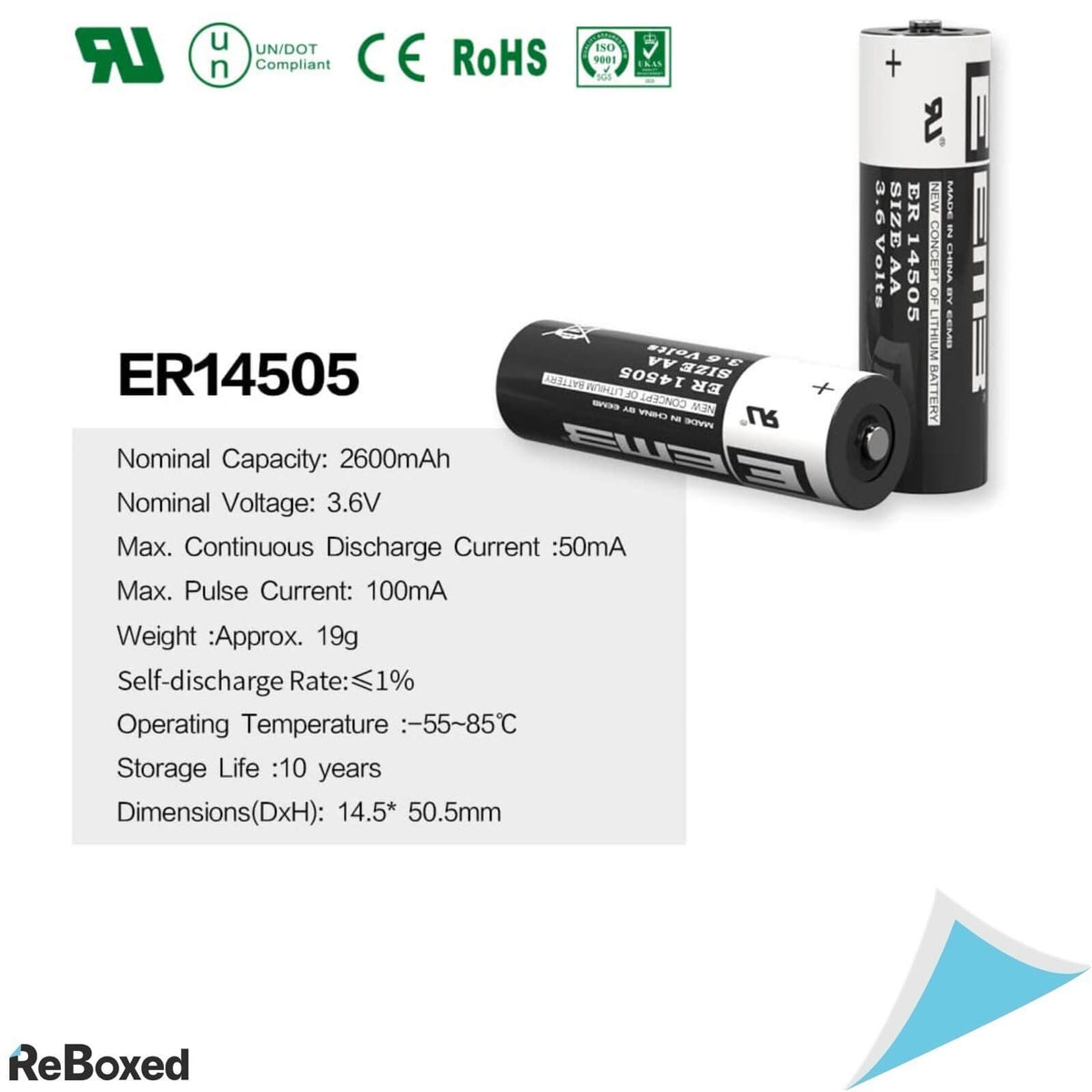 Set 10 Baterii EEMB ER14505 14500/3.6V 2600mAh Li-SOCl2