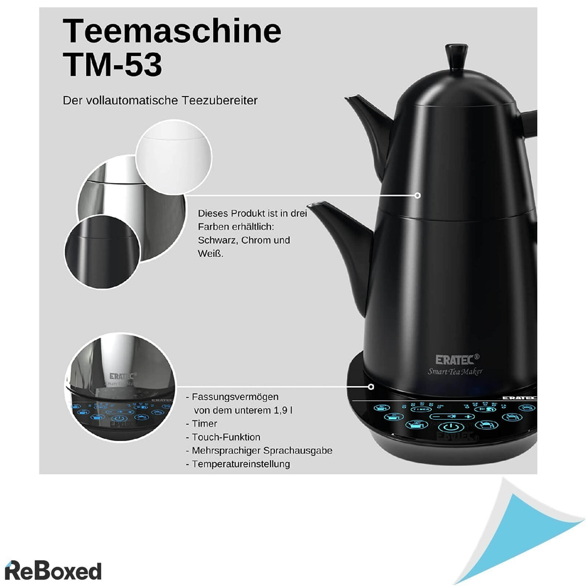 EraTek TM-53 1.9 litri 2000W Ceainic Automat cu Infuzor si Voce