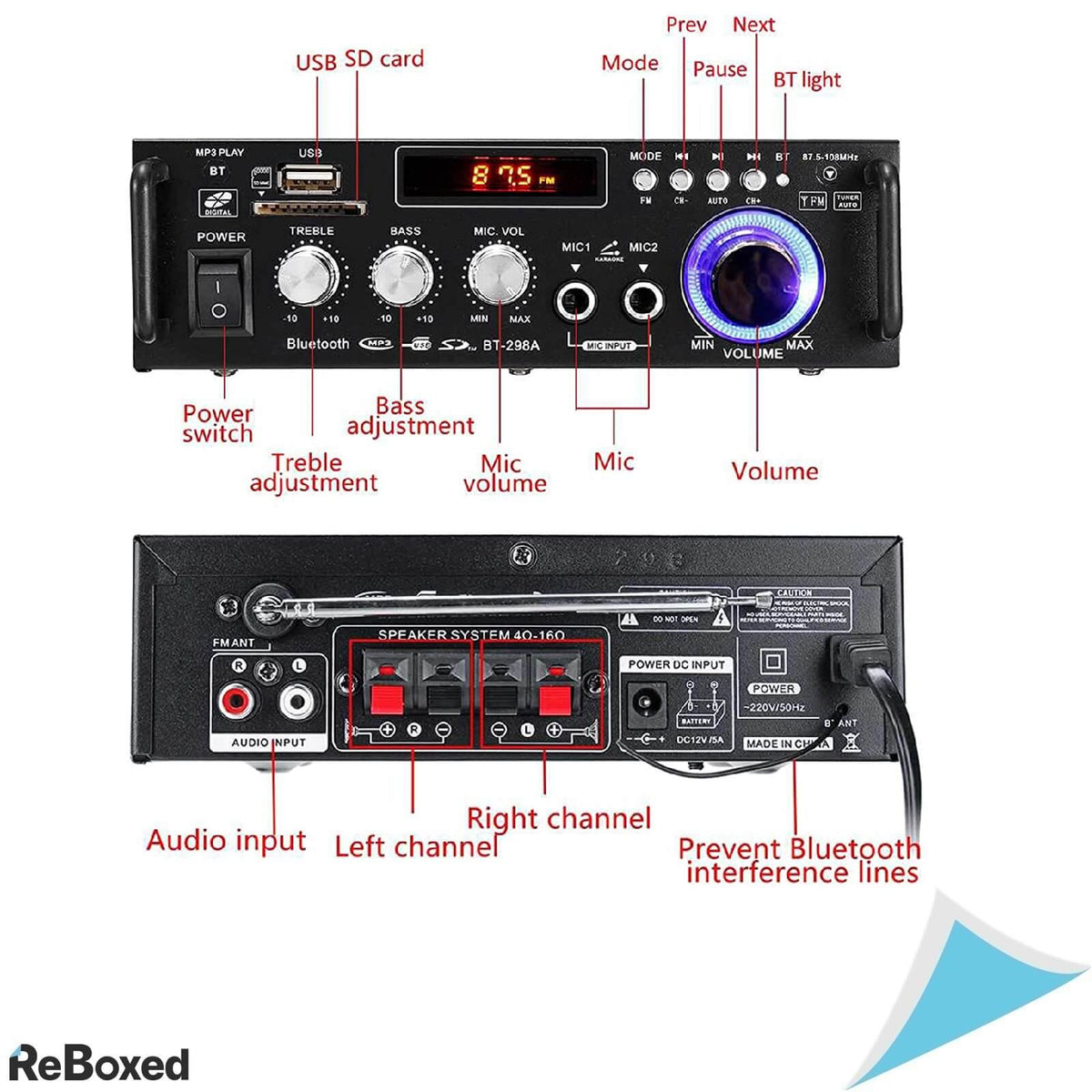 Etlephe Amplificator Audio Bluetooth FM Card 40W