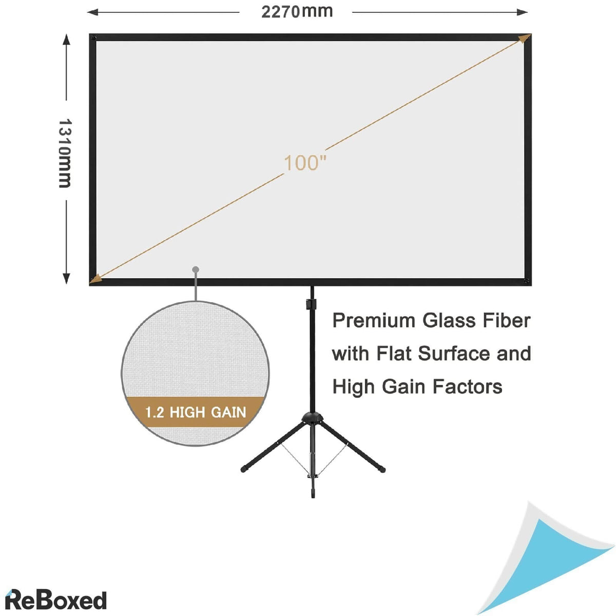 Ecran Videoproiector cu Gain 1.2 Trepied 100 inch 16:9 4K UHD