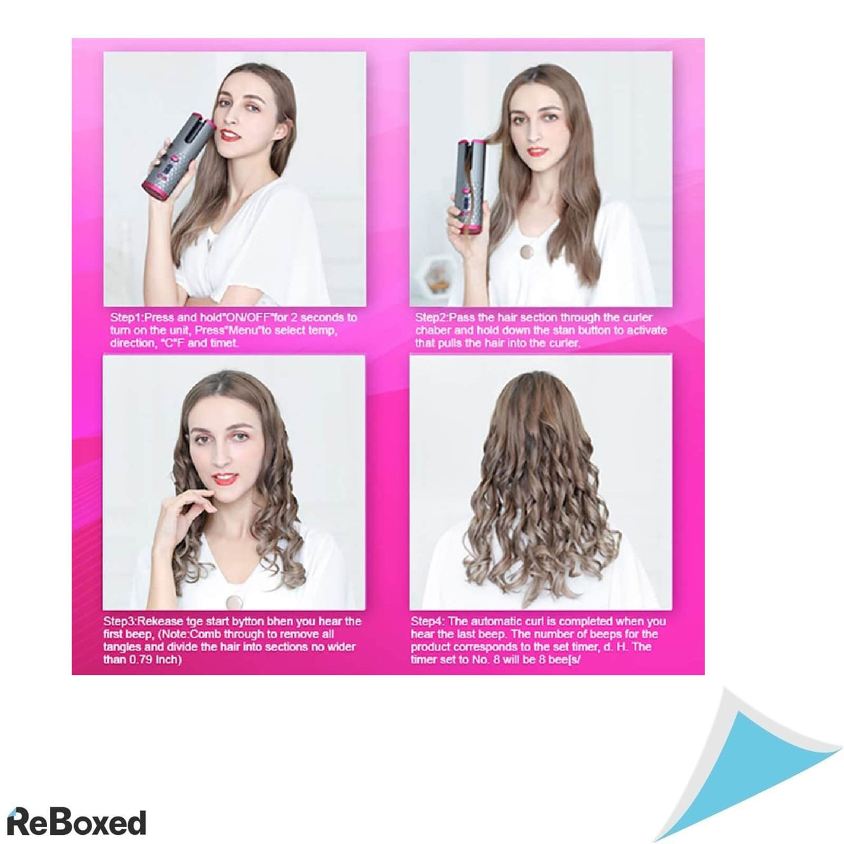 Ondulator Automat Ceramic Portabil 6 Setari Temperatura Acumulator