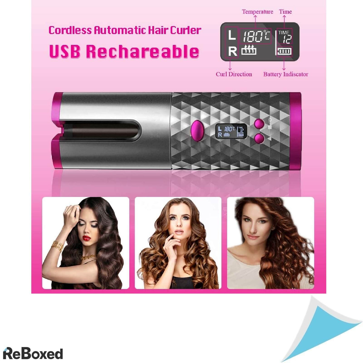 Ondulator Automat Ceramic Portabil 6 Setari Temperatura Acumulator