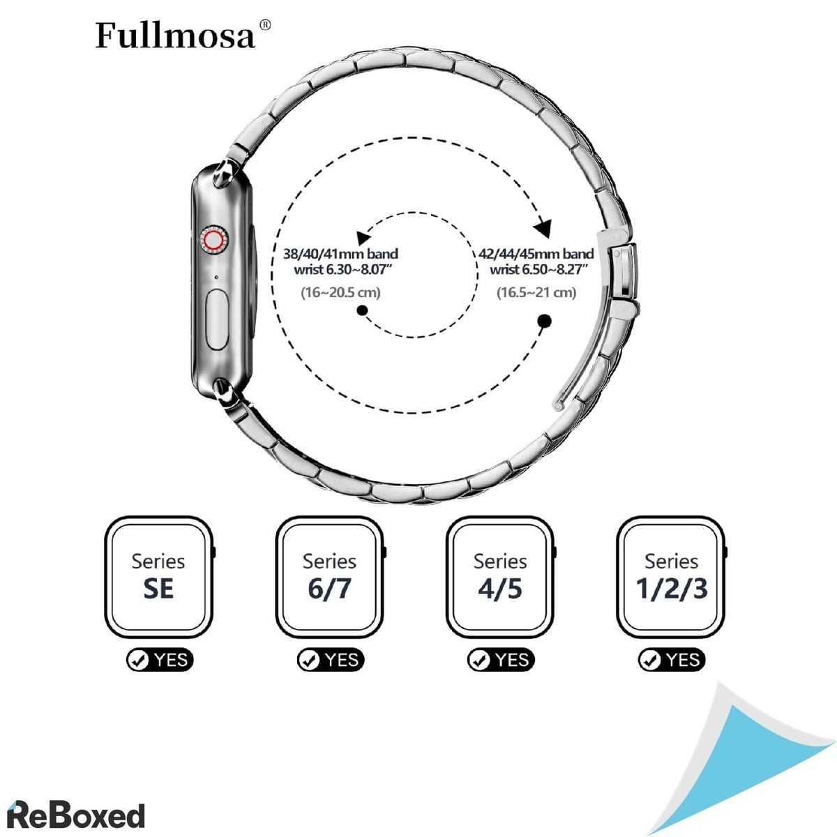 Fullmosa Curea Argintie Otel pentru Apple iWatch 38-41mm