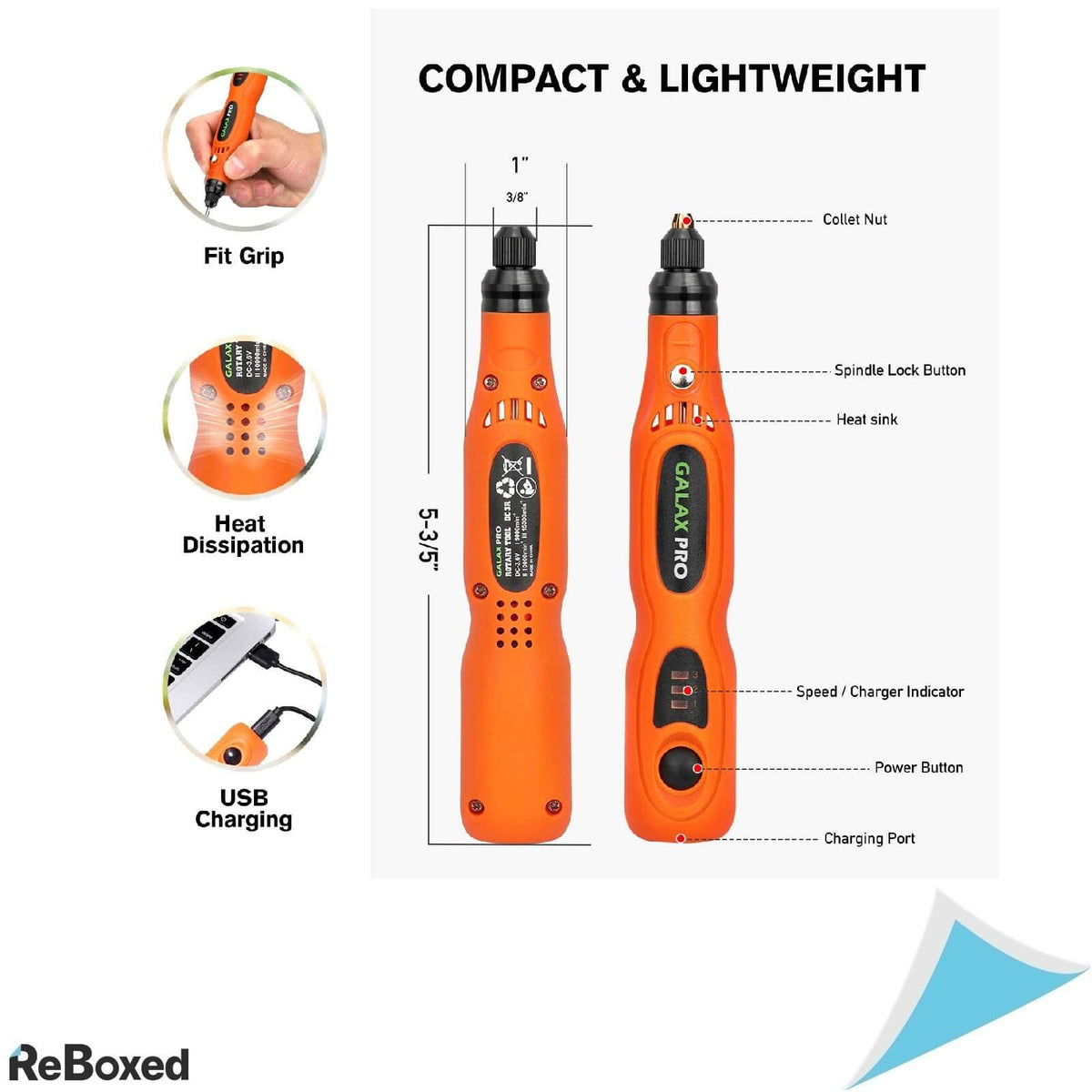 GalaxPRO Mini-Masina de Gaurit si Slefuit cu Acumulator si Accesorii