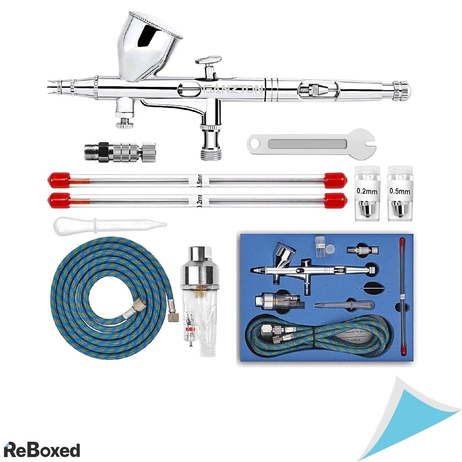 Ganzton SP180K Set Airbrush Profesional cu Duze 0.2 0.3 0.5 mm