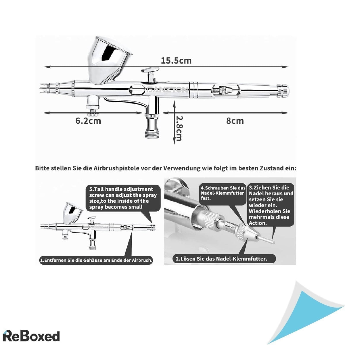 Ganzton SP180K Set Airbrush Profesional cu Duze 0.2 0.3 0.5 mm