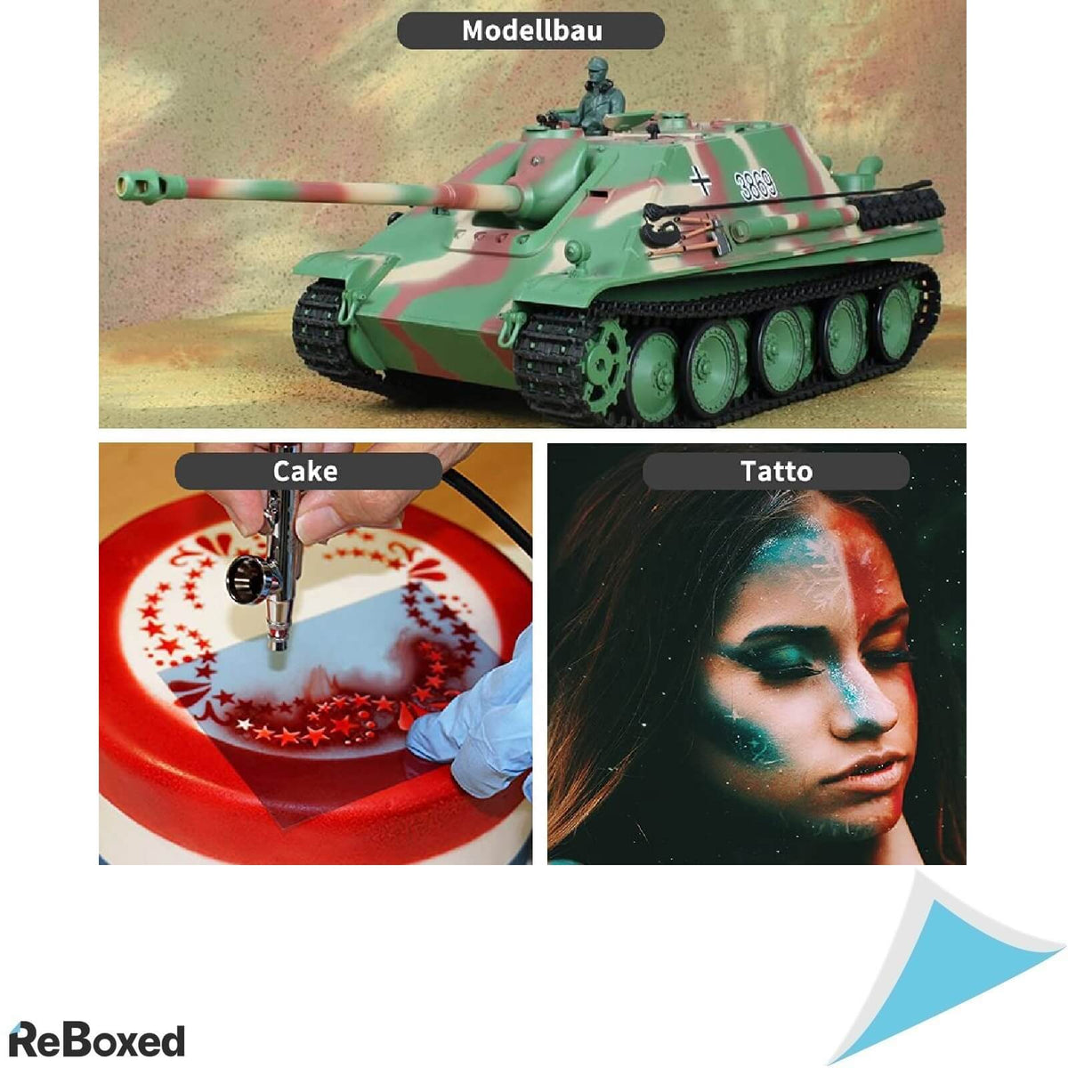 Ganzton SP180K Set Airbrush Profesional cu Duze 0.2 0.3 0.5 mm