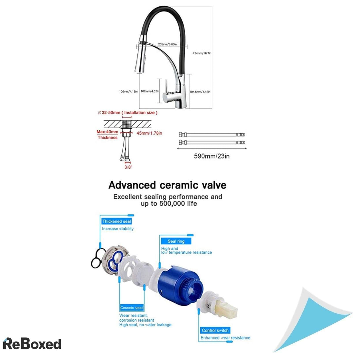 Gavaer Baterie de Bucatarie Rotativa cu Furtun Silicon Moale
