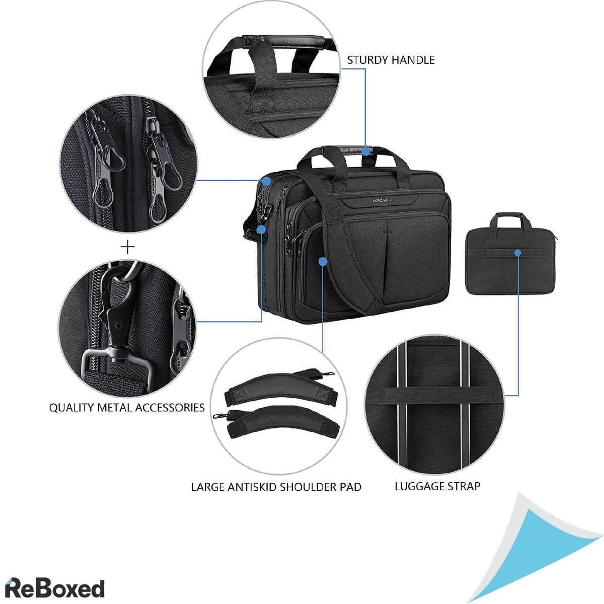 Kroser Geanta Laptop 17.3 Extensibila Buzunare Anti-RFID Hidrofuga