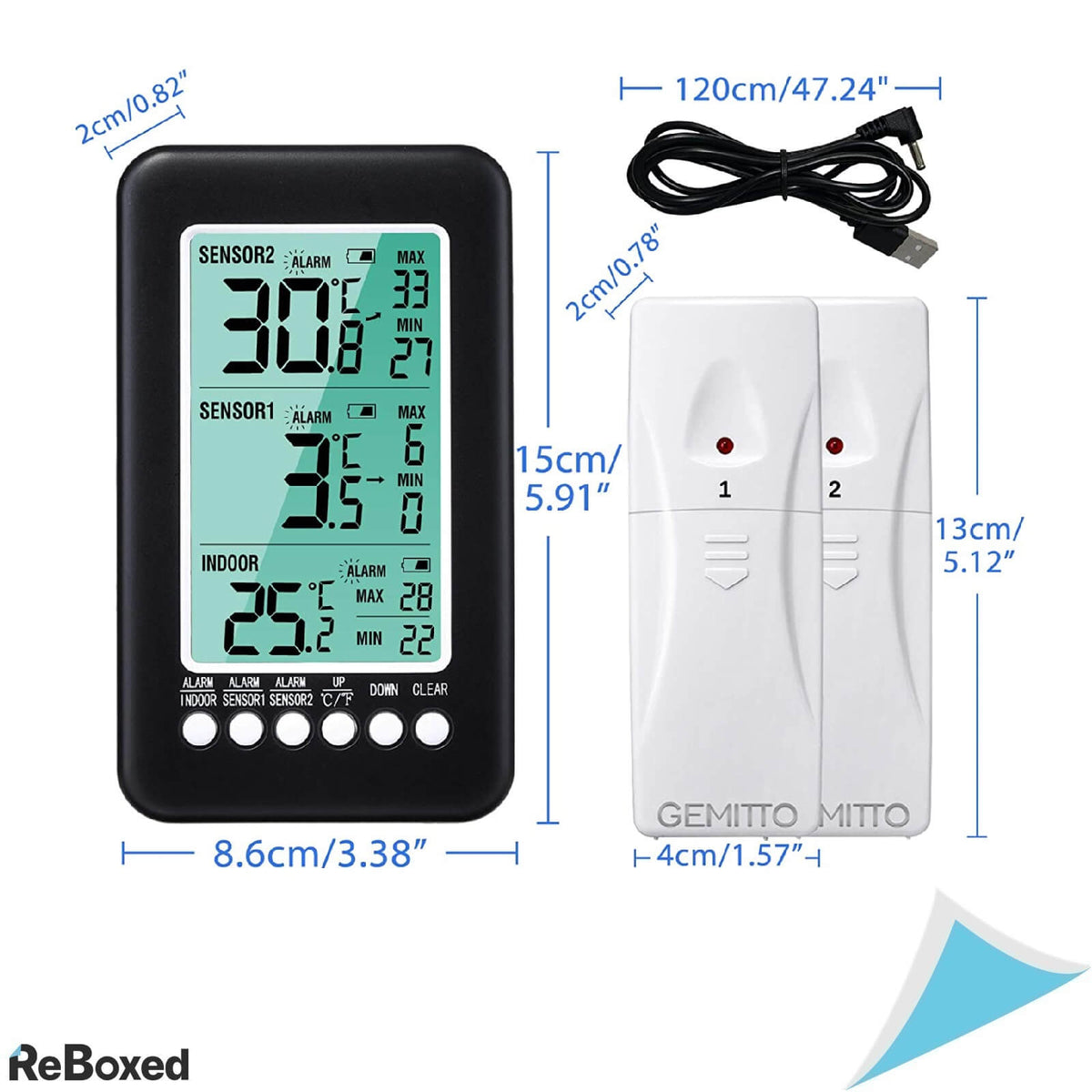 Gemitto Termometru de Interior cu 2 Senzori si Alarma