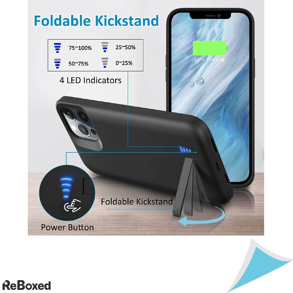 Husa de Protectie cu Baterie 6000mAH iPhone 12/PRO si Stand