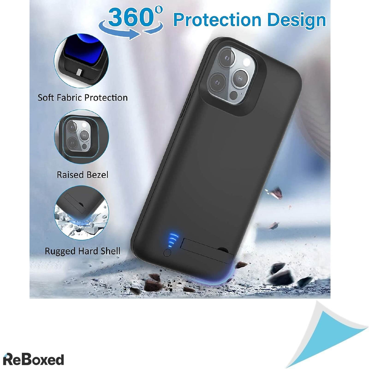 Husa de Protectie cu Baterie 6000mAH iPhone 12/PRO si Stand