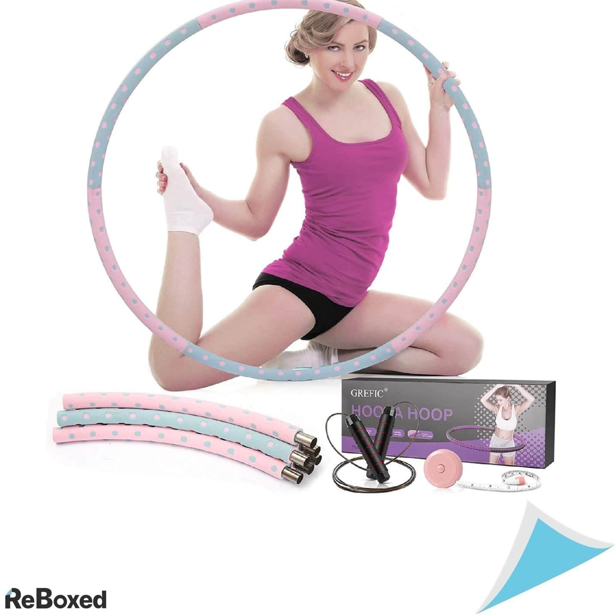 Grefic Set Fitness Hola Hoop 92cm Otel si Coarda de Sarit