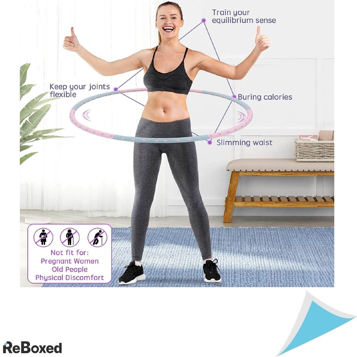 Grefic Set Fitness Hola Hoop 92cm Otel si Coarda de Sarit