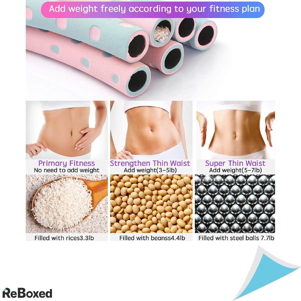 Grefic Set Fitness Hola Hoop 92cm Otel si Coarda de Sarit