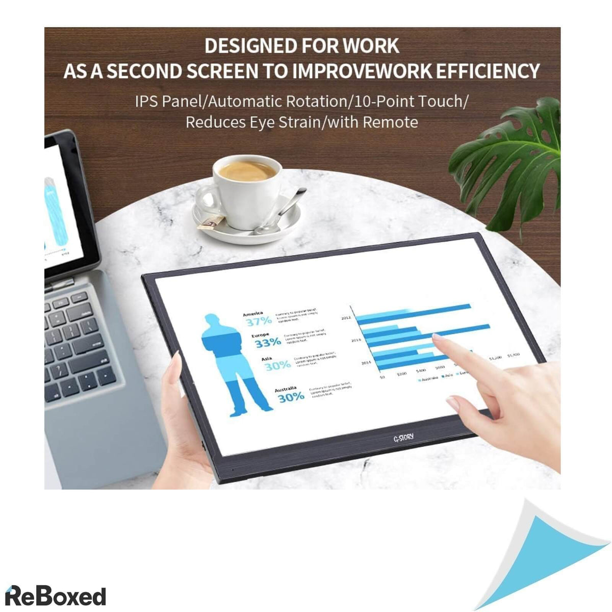 G-Story Monitor TouchScreen Portabil 15.6&quot; IPS Boxe HDMI USB-C