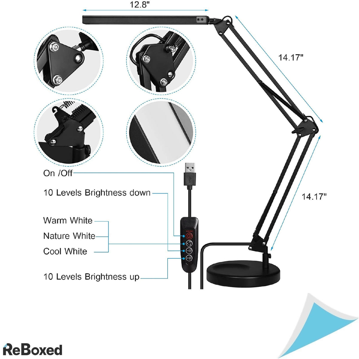 Guukin Lampa de Masa LED 3 Moduri Culoare Dimmer 10 Niveluri