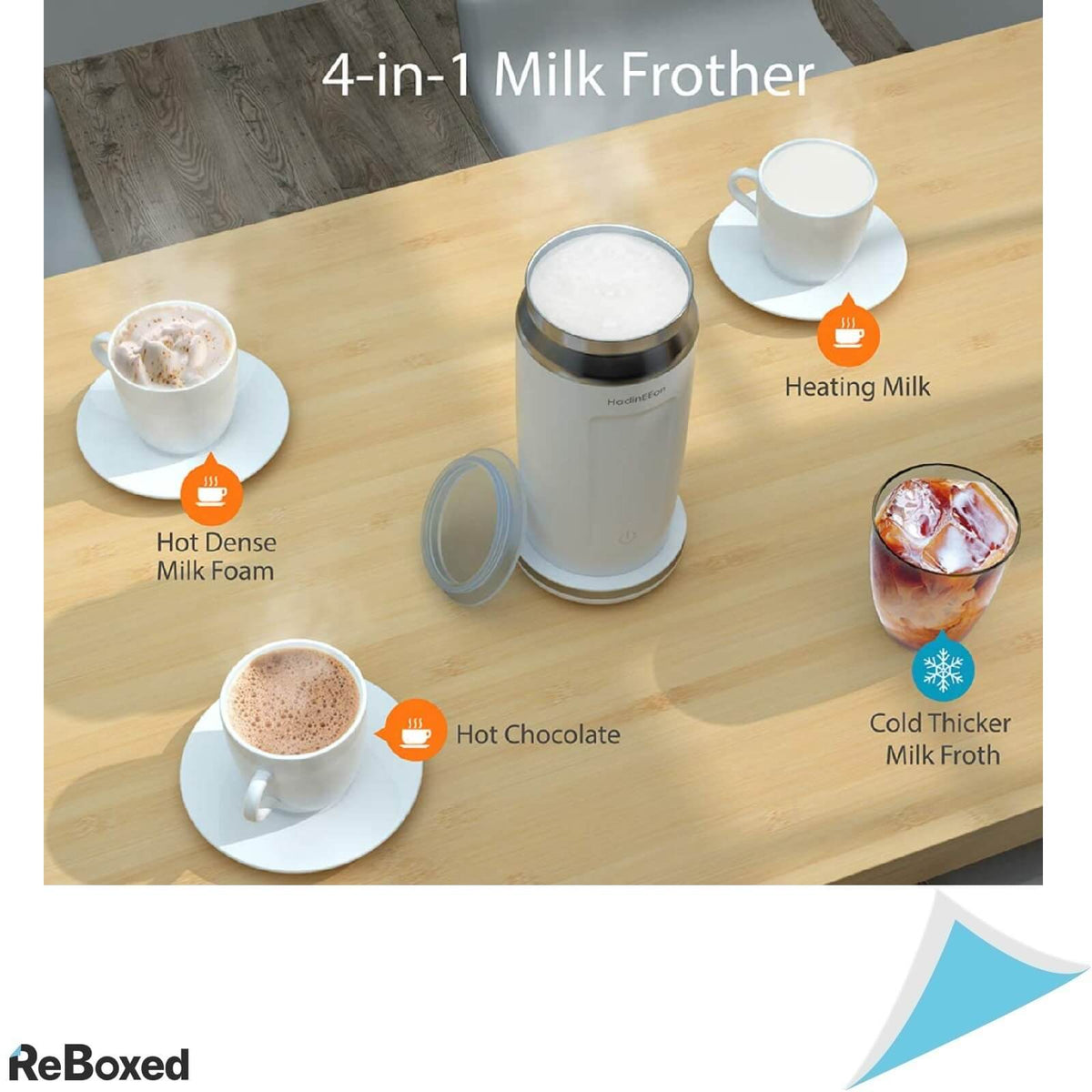 HadinEEon Aparat de Spumare Lapte din Otel Inoxidabil 240ml Alb