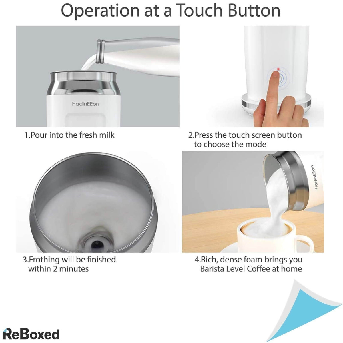 HadinEEon Aparat de Spumare Lapte din Otel Inoxidabil 240ml Alb