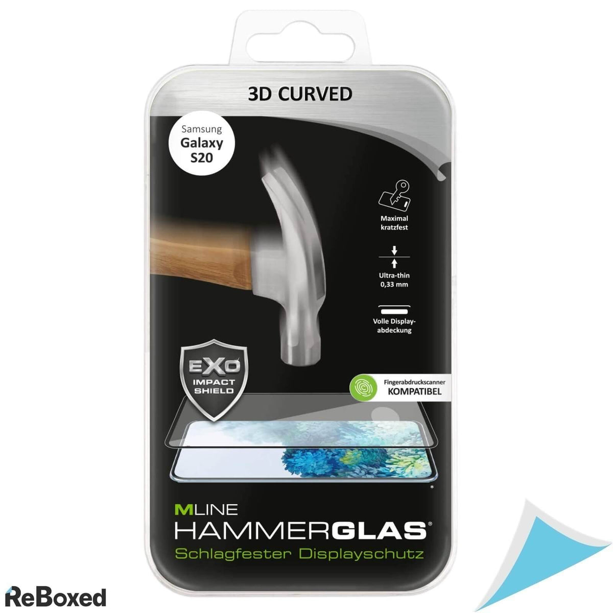 Hammerglas Protector Ecran Samsung Galaxy S20 Bordura Neagra