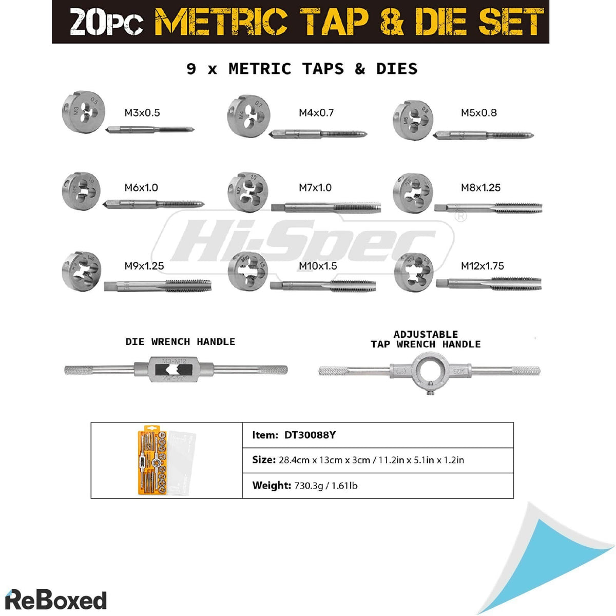 Hi-Spec Trusa 20 Piese pentru Suruburi si Piulite Metrice