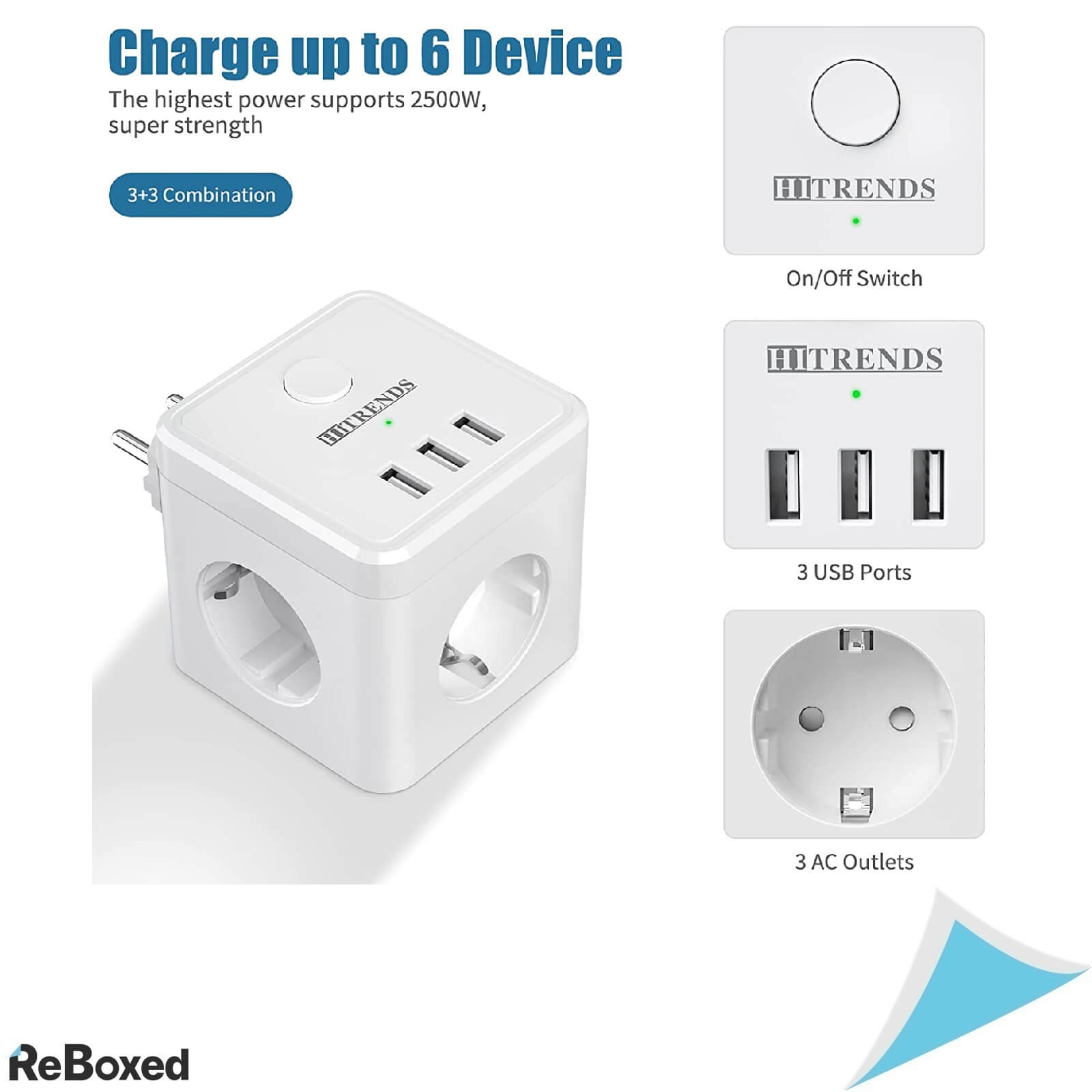 Hitrends Power Cube 6-1 Priza Multipla si USB cu 3.1A fiecare