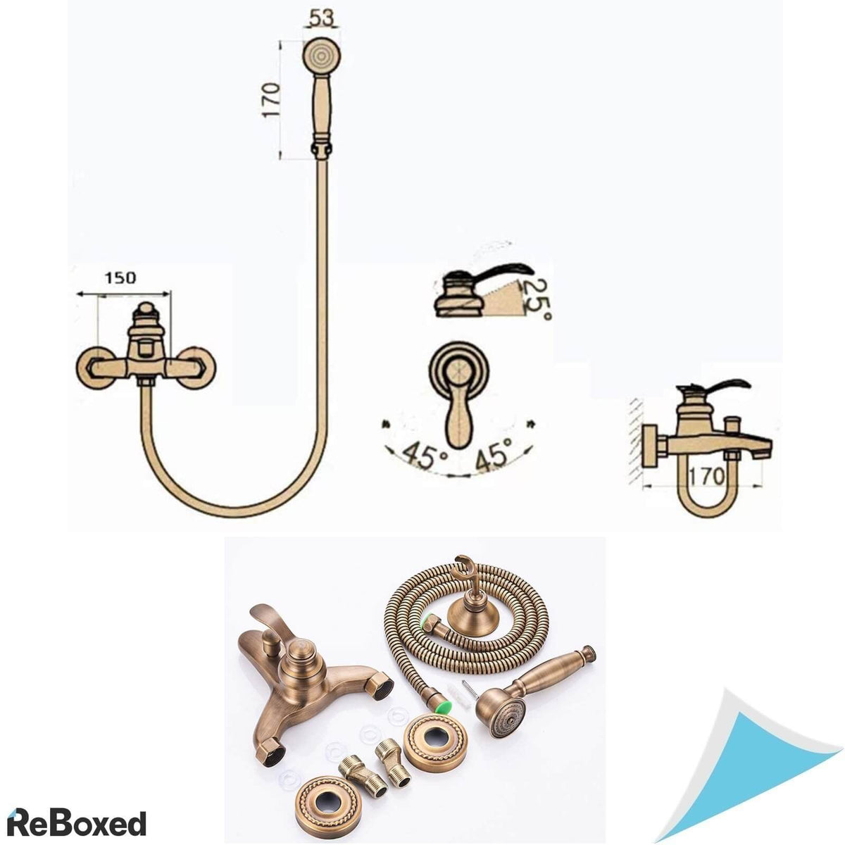 HomeLava Set Baterie si Dus din Alama Antica si Cartus Ceramic