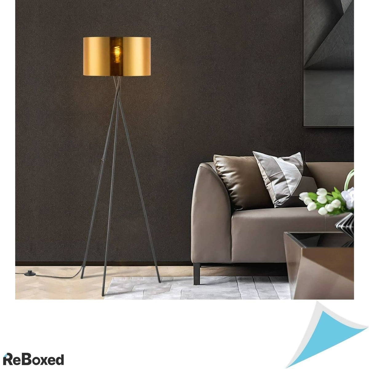 HSH Lampa de Podea Tripod Vintage E27 34x138cm Negru Auriu