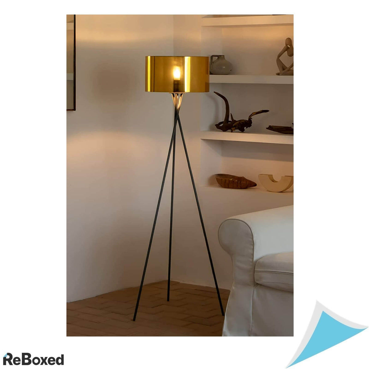 HSH Lampa de Podea Tripod Vintage E27 34x138cm Negru Auriu