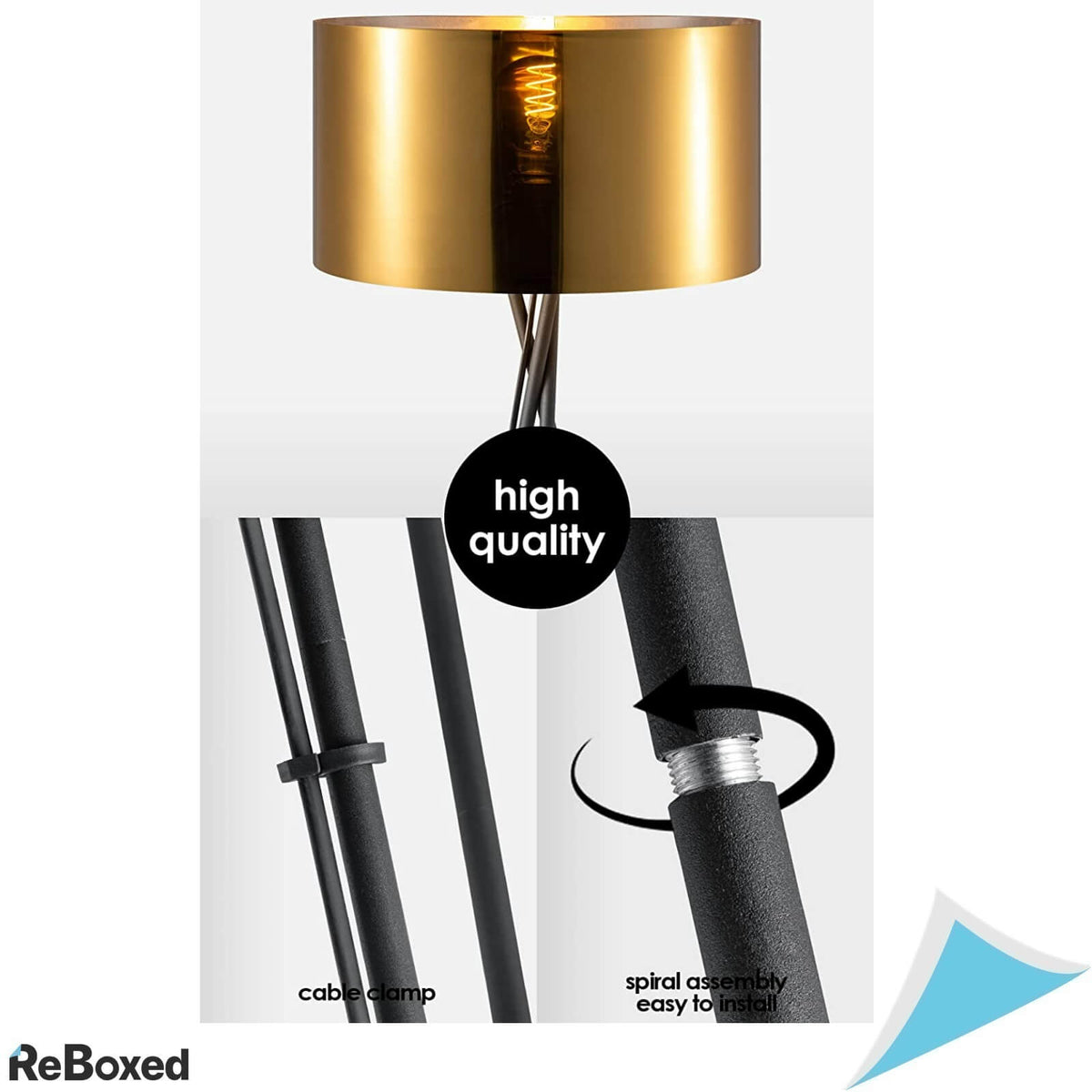 HSH Lampa de Podea Tripod Vintage E27 34x138cm Negru Auriu