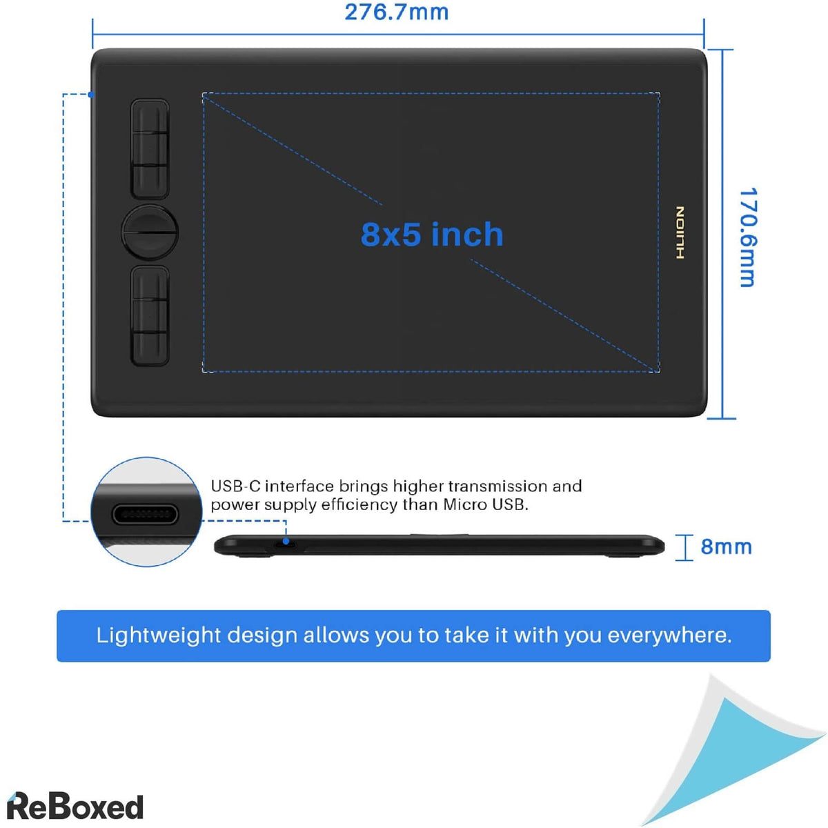 Huion H580X Tableta Grafica 220pps 8192 Niveluri Presiune PW100 Pen
