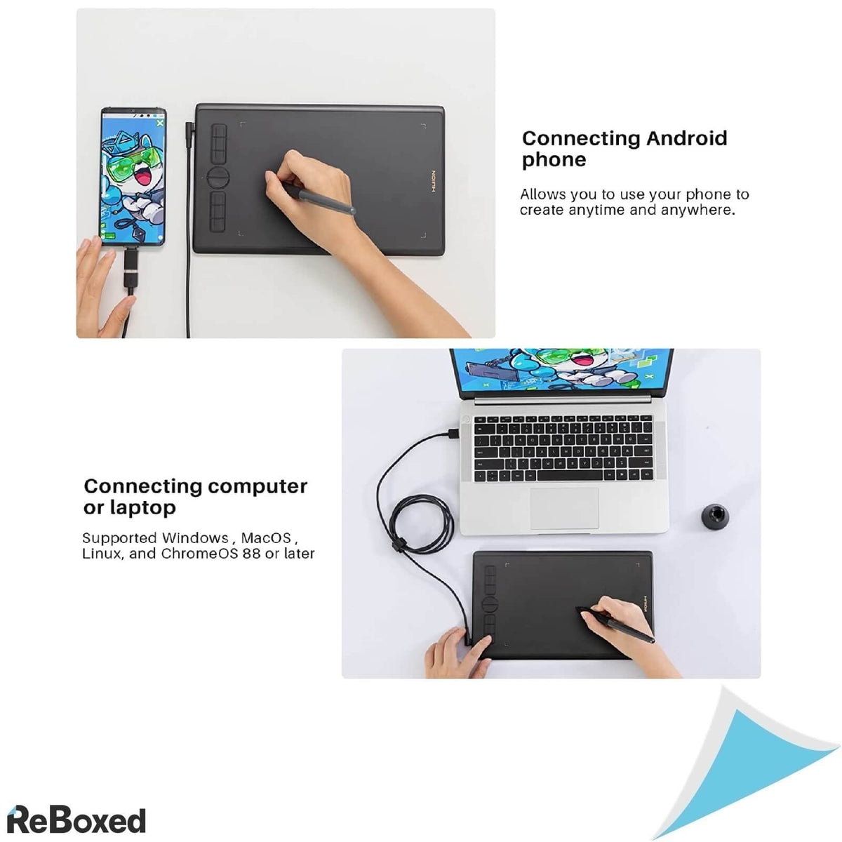 Huion H580X Tableta Grafica 220pps 8192 Niveluri Presiune PW100 Pen