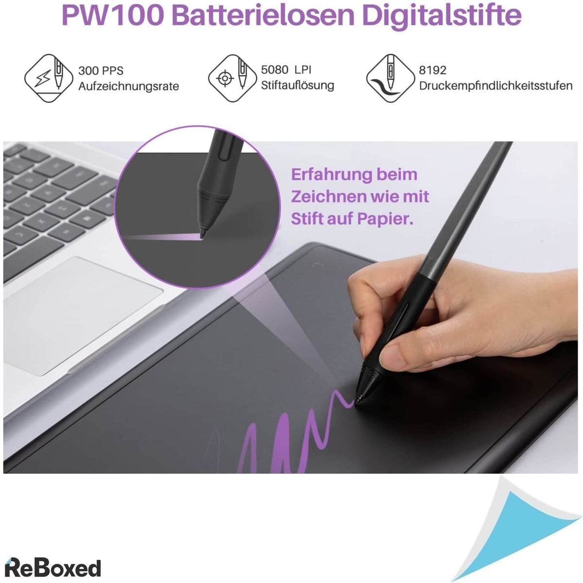 Huion H610X Tableta Grafica 220pps 8192 Niveluri Presiune PW100 Pen