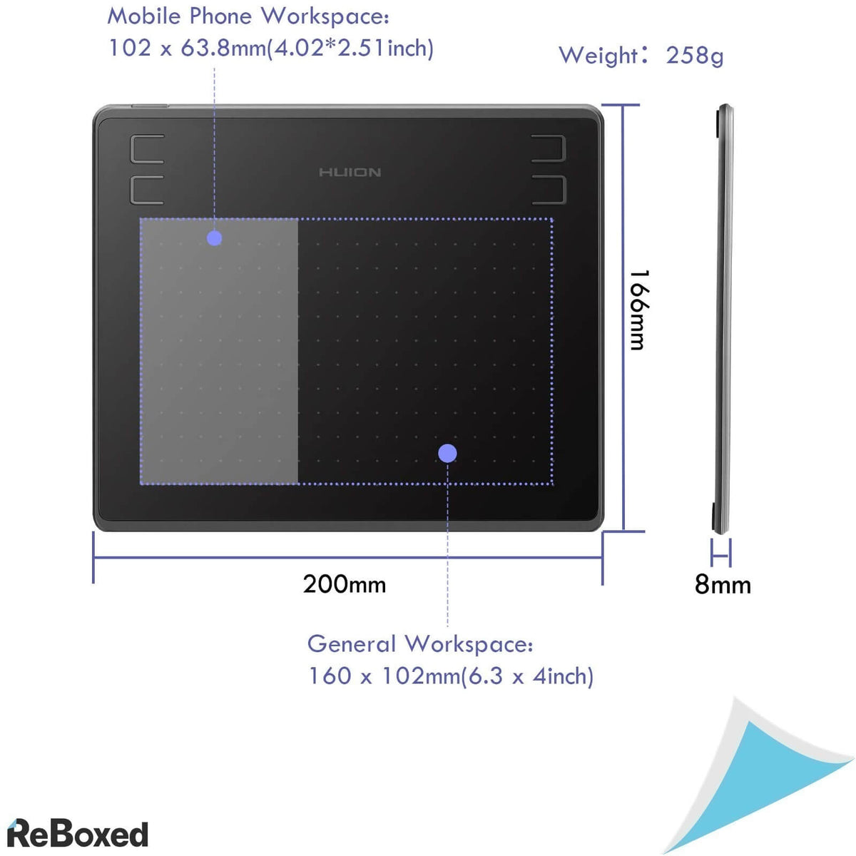Huion HS64 Tableta Grafica 266pps 8192 Niveluri Presiune 16x10cm
