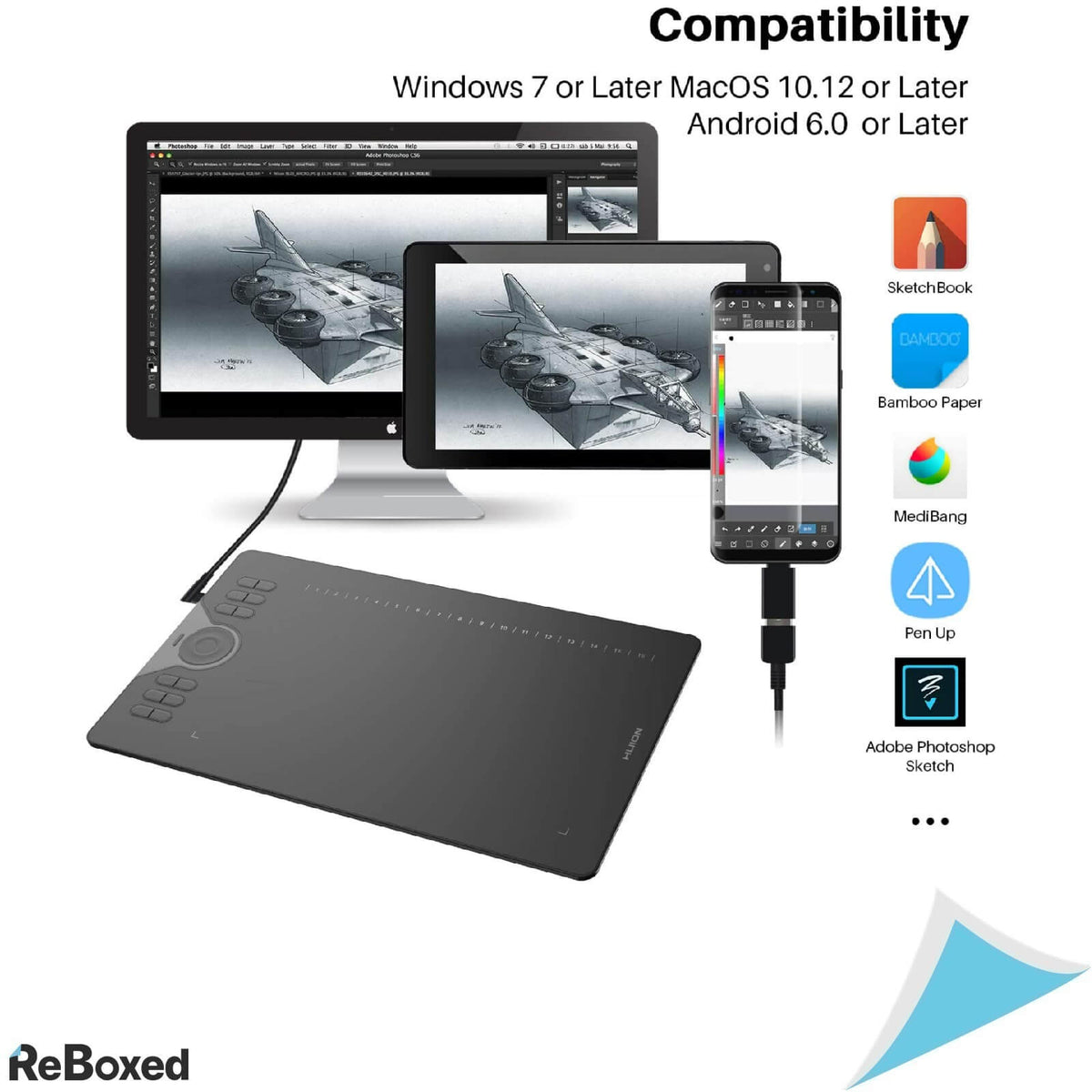 Huion HS610 Tableta Grafica 25.4x15.8cm 266pps 8192 Niveluri PW100