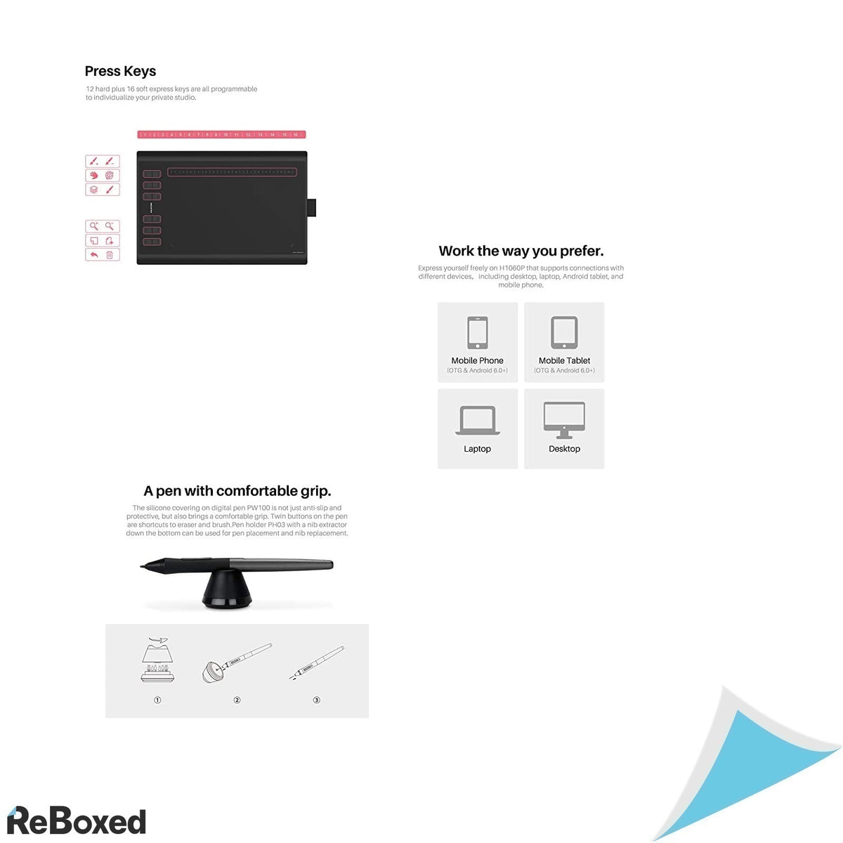 Huion H610 PRO Tableta Grafica USB 5080LPI 233PPS stilou PW100