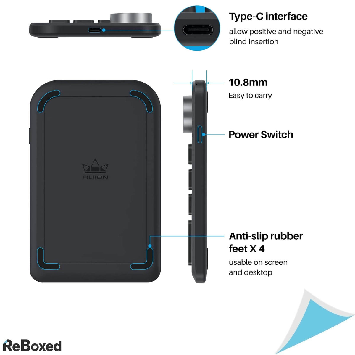 Huion KD100 KeyDial Mini 18 Taste Programabile USB-C WiFi