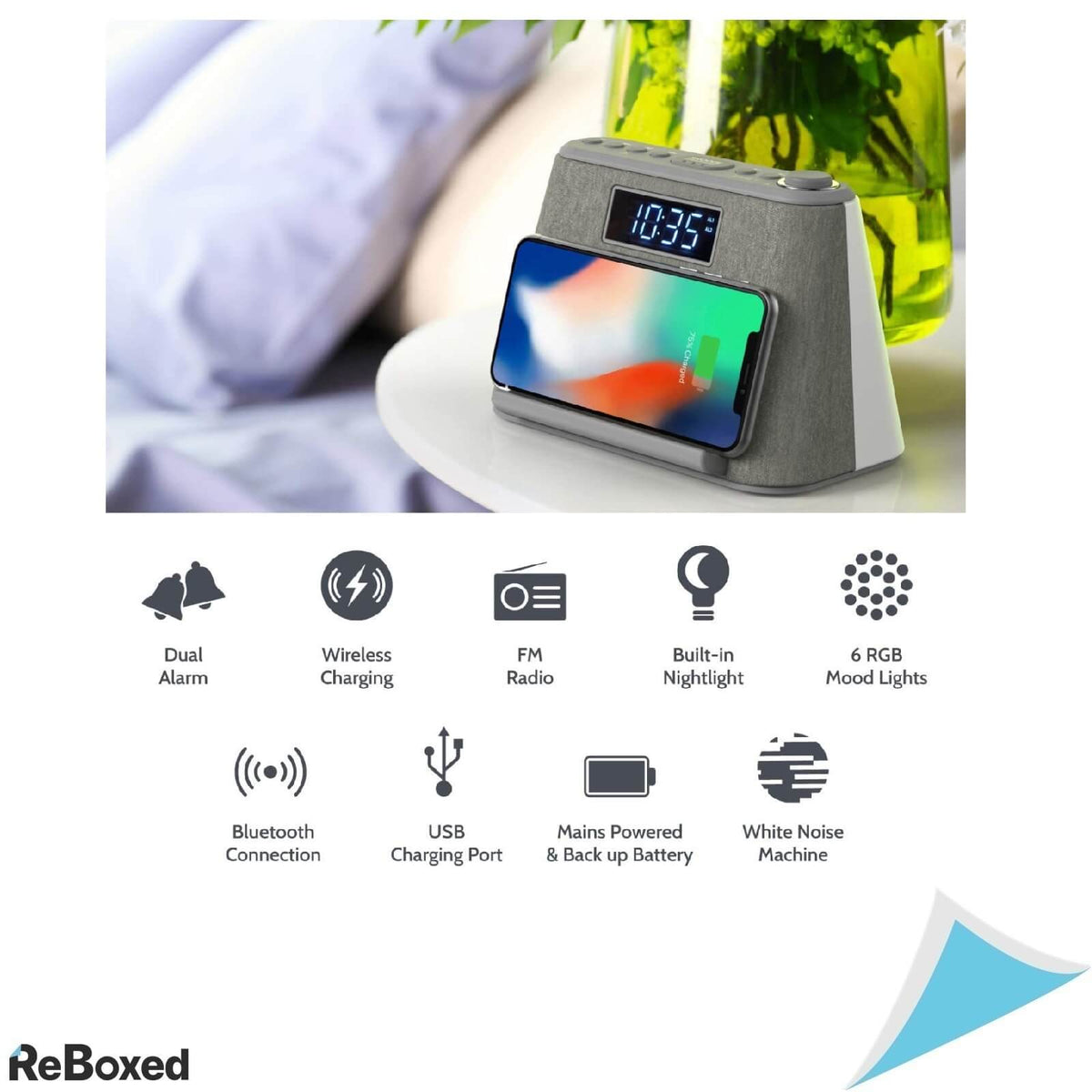 i-Box Glow Radio Ceas Digital Bluetooth si Incarcare QI