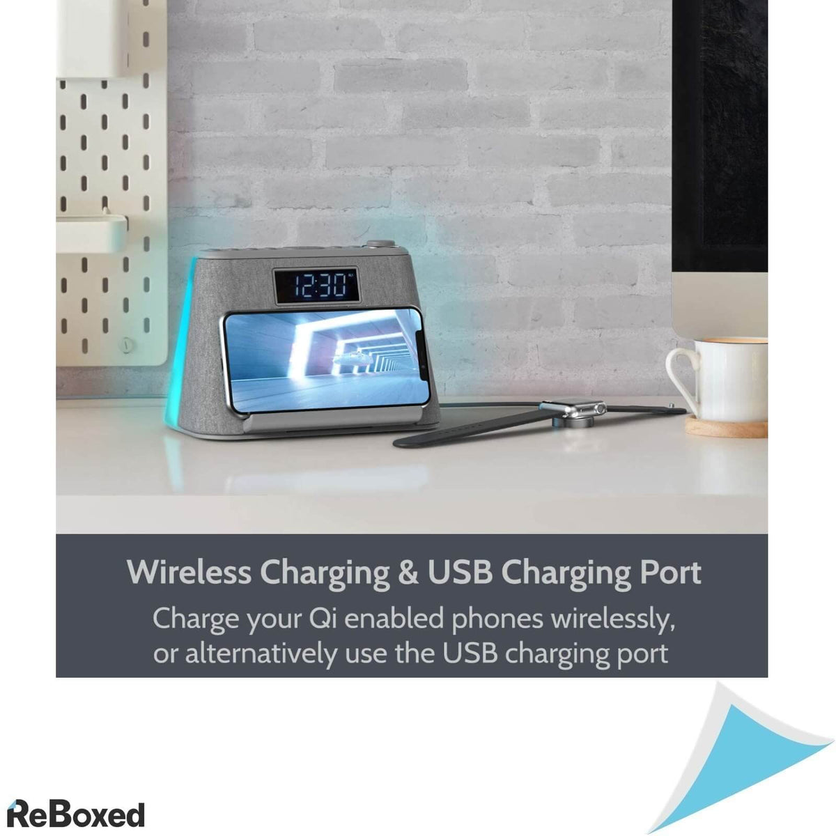 i-Box Glow Radio Ceas Digital Bluetooth si Incarcare QI