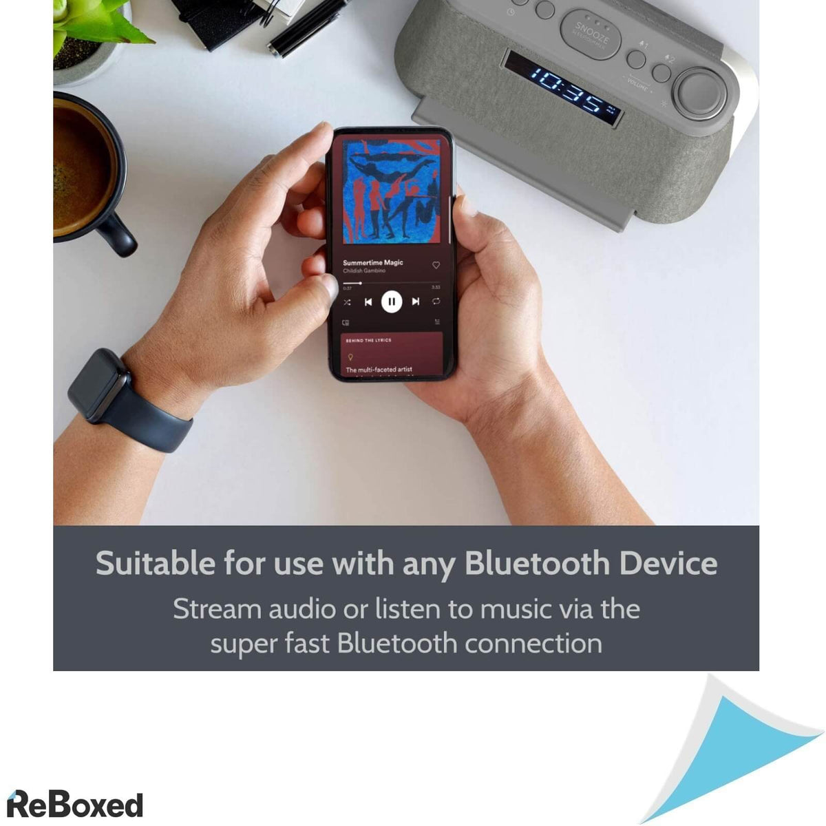 i-Box Glow Radio Ceas Digital Bluetooth si Incarcare QI