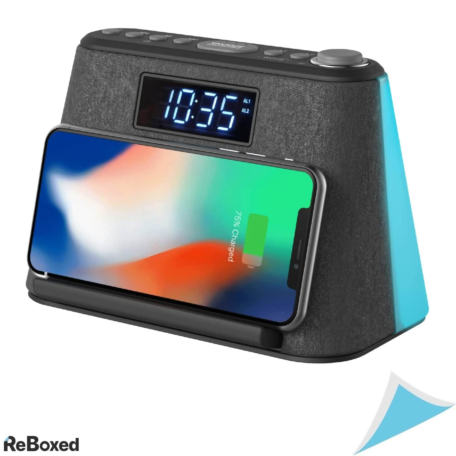 i-Box Glow Radio Ceas Digital Bluetooth Incarcare Qi Zgomot Alb