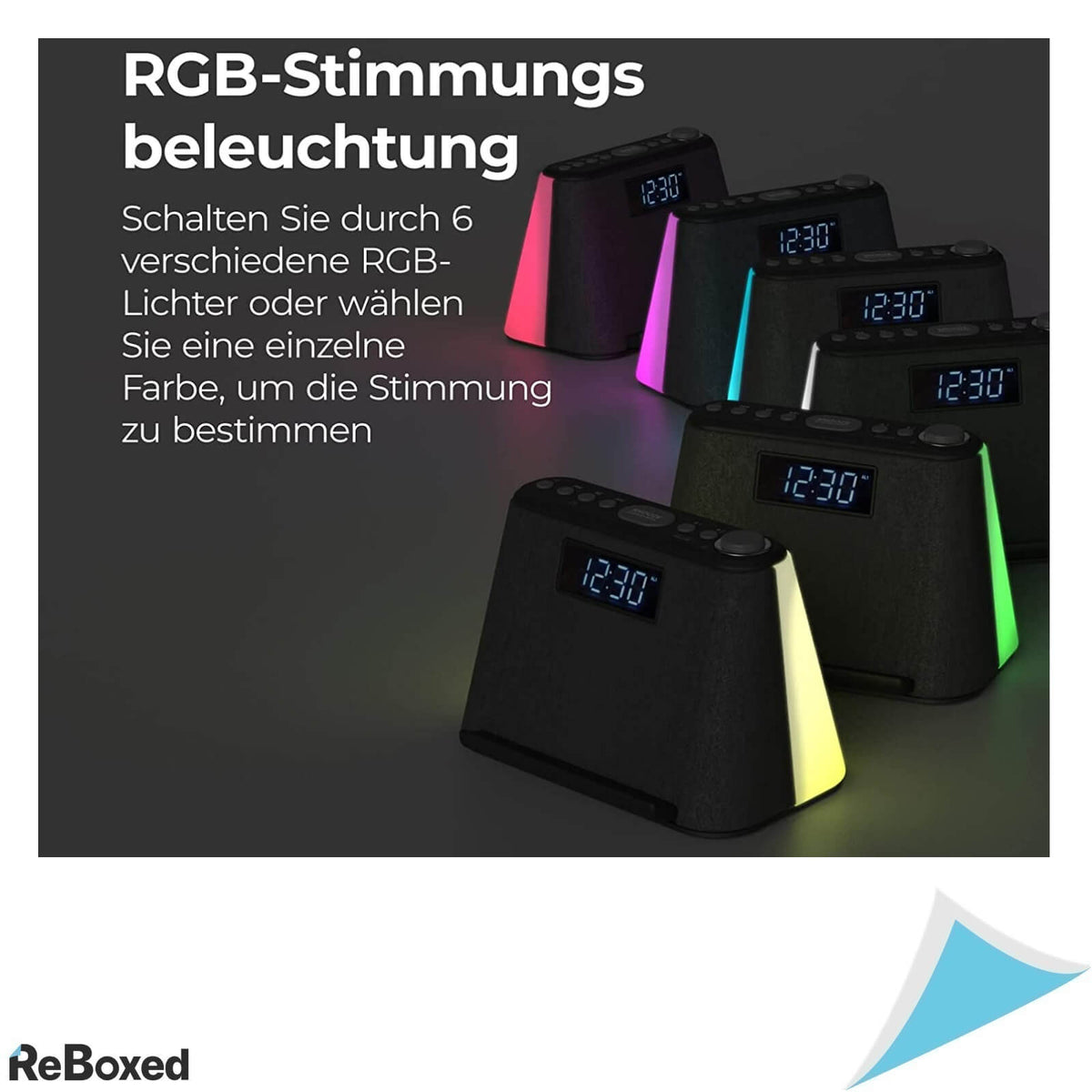 i-Box Glow Radio Ceas Digital Bluetooth Incarcare Qi Zgomot Alb