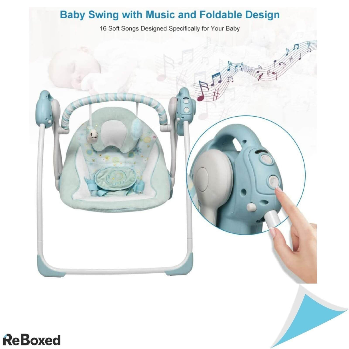 iEcoPower Leagan Electric cu Melodii Copii 0-18 luni Blue