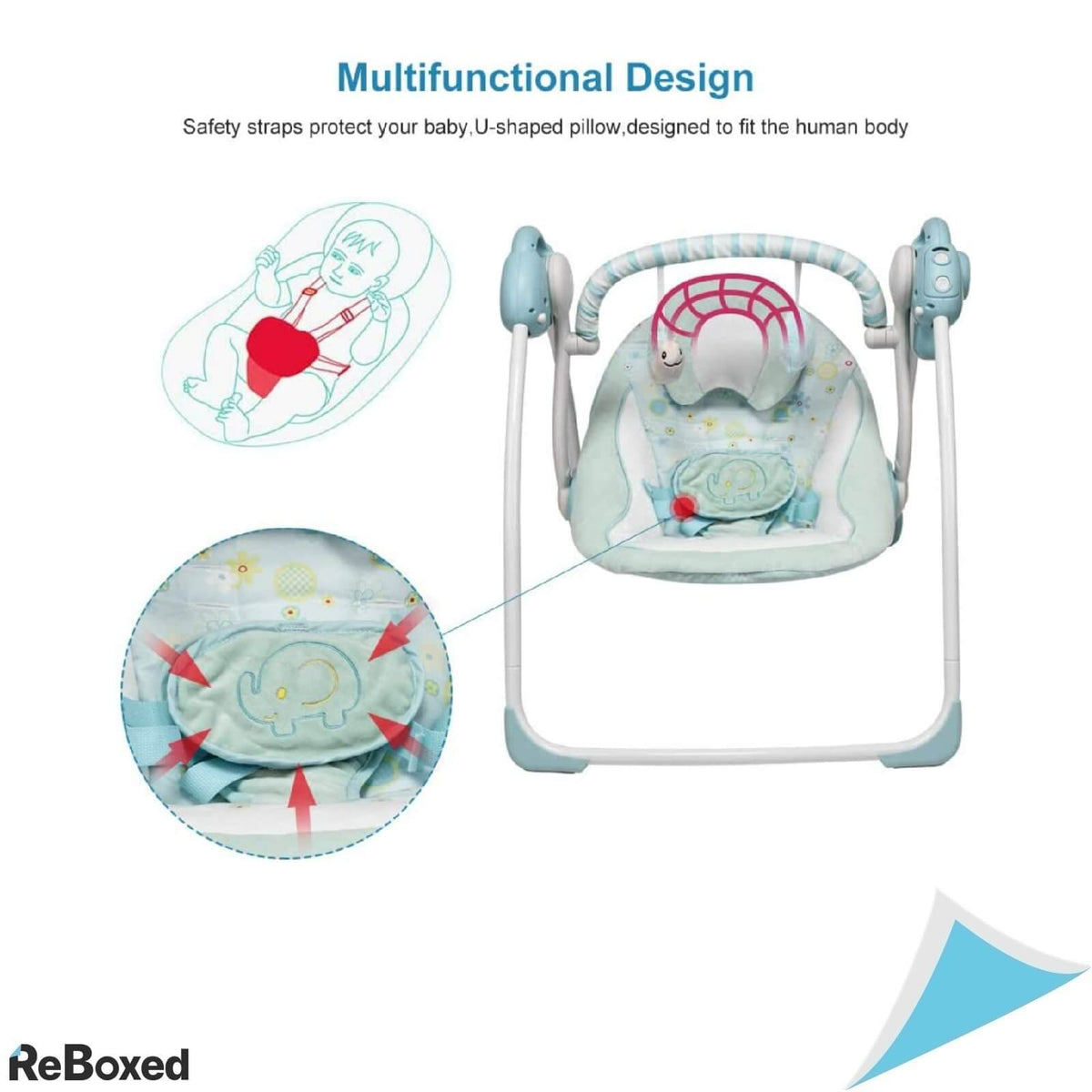 iEcoPower Leagan Electric cu Melodii Copii 0-18 luni Blue