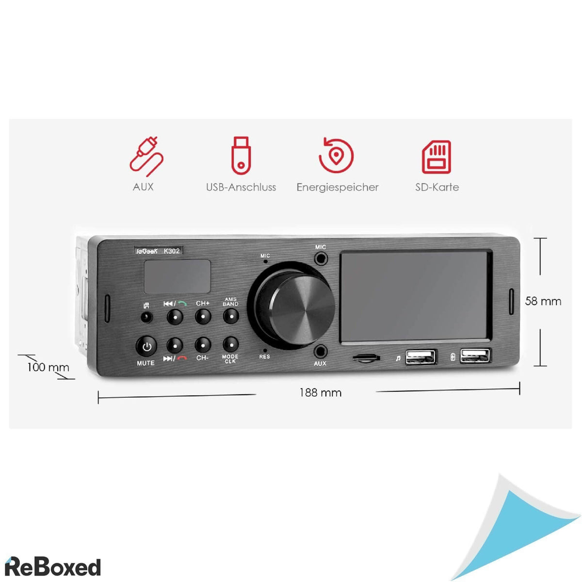 IeGeek K302 LCD Radio Auto RDS MP3 FM SD USB Handsfree