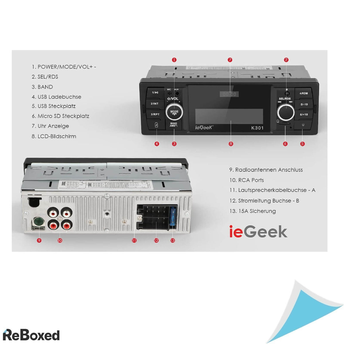 IeGeek K301 Radio Auto RDS MP3 FM SD USB Bluetooth si Telecomanda