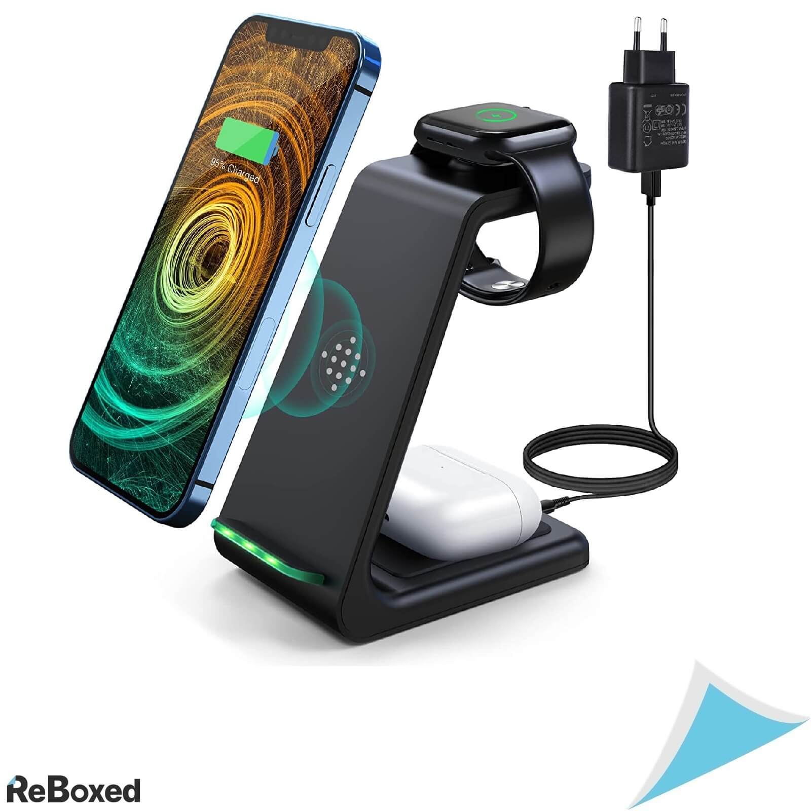 T3 Statie de Incarcare Wireless 3in1 Adaptor 18W Negru QC3.0