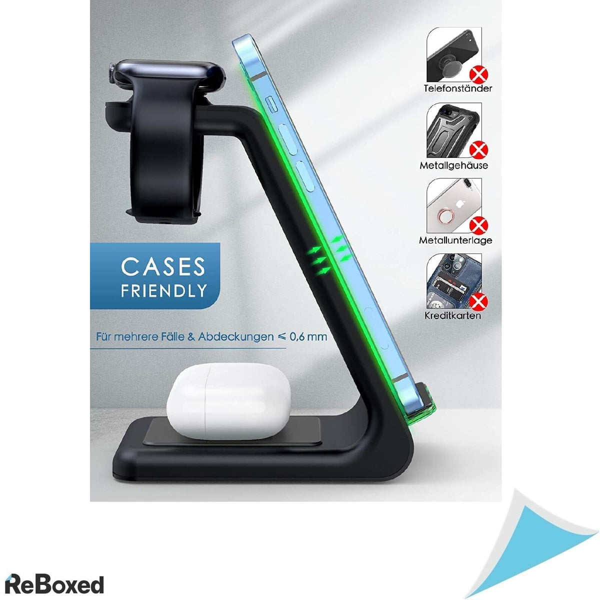 T3 Statie de Incarcare Wireless 3in1 Adaptor 18W Negru QC3.0